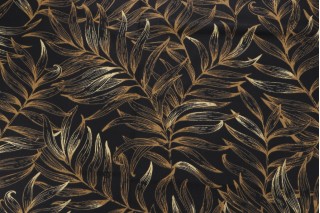 Stof France Laugula Printed Cotton Twill Drapery Fabric in Anthracite 