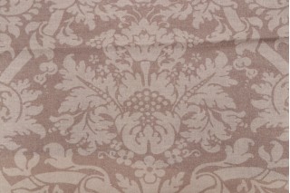 Thibaut Residence Damask F91353 Printed Linen Blend Drapery Fabric in Taupe