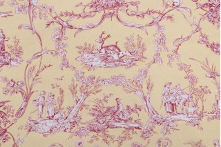 Thibaut Paysannerie Toile F99728 Printed Cotton Drapery Fabric in Red and Yellow