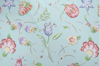 Thibaut Westfield F9152 Printed Cotton Drapery Fabric in Blue