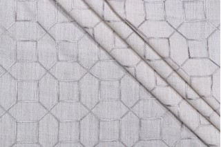 Hobnob Embroidered Drapery Fabric in Silver