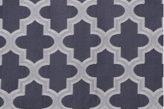 Ingrid Damask Decorator Fabric in Navy