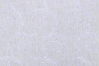 Scrollwork Embroidered Drapery Fabric in Ice