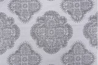 Medallion Woven Upholstery Fabric in Smoke