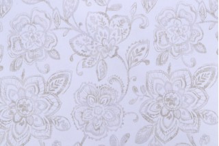 Crypton Bouquet High Performance Printed Brushed Decorator Fabric in Alabaster
