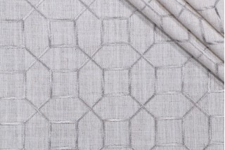Hobnob Embroidered Drapery Fabric in Silver