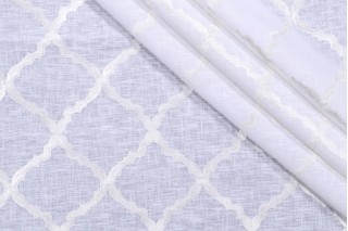 Anka Sheer Embroidered Drapery Fabric in Snow