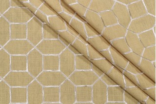 Hobnob Embroidered Drapery Fabric in Sunrise