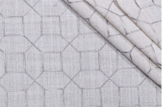 Hobnob Embroidered Drapery Fabric in Silver