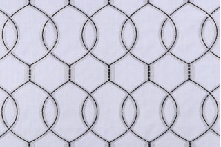 Richloom Slalom Embroidered Drapery Fabric in Platinum