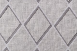 Diamond Embroidered Drapery Fabric in Flint