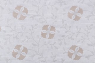 Diwan Embroidered Drapery Fabric in Stone