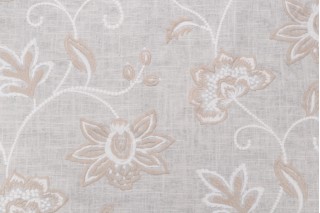 Lira Embroidered Drapery Fabric in Canvas