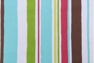 Robert Allen Stripescape Printed Cotton Drapery Fabric in Island Blossom