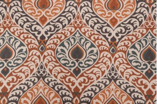 Jade Damask Printed Drapery Fabric in Spice