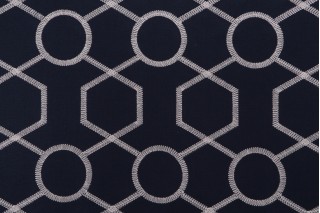 Valiant Fabrics Kendall Embroidered Drapery Fabric in Navy 