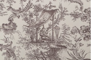 Grey Watkins Suncari Printed Cotton Drapery Fabric in Charcoal for Scalamandre