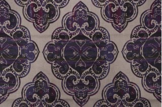 Simone Printed Linen Drapery Fabric in Aubergine