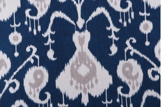 Magnolia Home Java Printed Cotton Drapery Fabric in Navy 