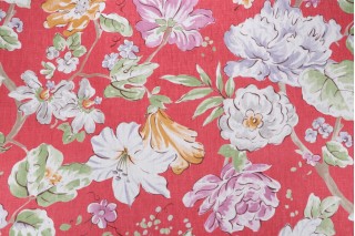 Kaufmann Le Jardin Printed Linen Drapery Fabric in Poppy