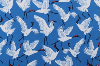 Novogratz Block Cranes Printed Polyester Outdoor Fabric in Cobalt 