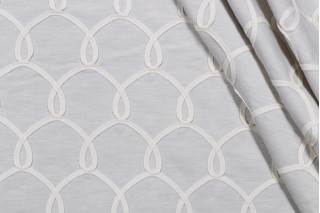 Waverly Penelope Embroidered Drapery Fabric in Cloud 