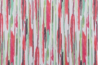 PK Lifestyles All Lined Up Printed Polyester Outdoor Fabric in Coral 