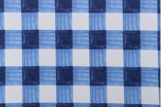 PK Lifestyles Painterly Plaid Printed Polyester Outdoor Fabric in Sky 