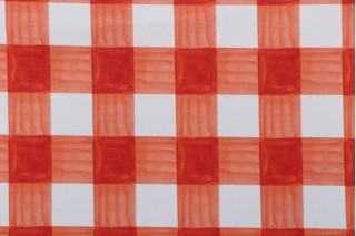PK Lifestyles Painterly Plaid Printed Polyester Outdoor Fabric in Coral 