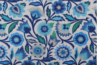 PK Lifestyles Fiesta Floral Printed Polyester Outdoor Fabric in Azure 