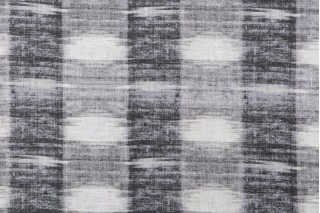 PK Lifestyles Sashika Plaid Printed Linen Blend Drapery Fabric in Cinder 