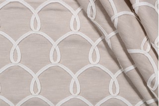 Waverly Penelope Embroidered Drapery Fabric in Linen 