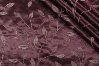 Valiant Fabrics Capri Embroidered Drapery Fabric in Plum 