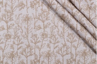 Valiant Fabrics Millie Embroidered Drapery Fabric in Linen 