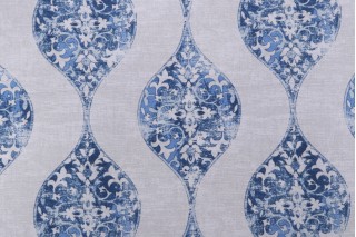 Magnolia Home Romano Printed Cotton Drapery Fabric in Ocean