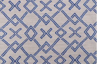 PK Lifestyles Malian Geo Printed Drapery Fabric in Lapis