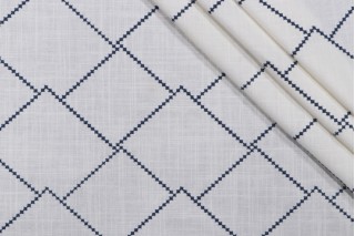 Valiant Fabrics Illuminate Embroidered Drapery Fabric in Nautic