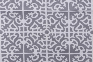 Williamsburg Parterre Printed Cotton Drapery Fabric in Gray