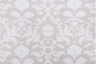 Thibaut Anita Damask F98635 Printed Drapery Fabric in White on Natural