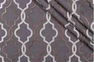 Valiant Fabrics Empire Embroidered Drapery Fabric in Gunmetal 
