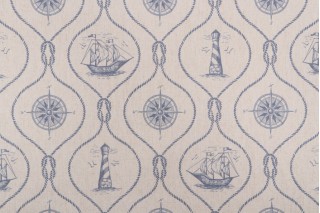 SunReal Light House Printed Outdoor Fabric in Navy 