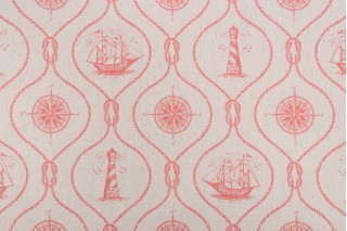 SunReal Light House Printed Outdoor Fabric in Coral 