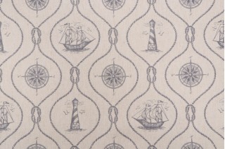 SunReal Light House Printed Outdoor Fabric in Black 