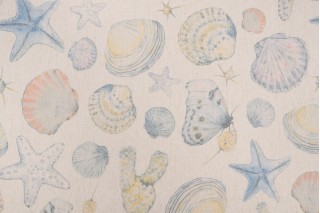 SunReal Sea Shell Printed Outdoor Fabric in Multicolor 