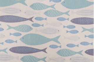 SunReal Fish Printed Outdoor Fabric in Blue 
