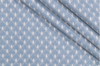 PK Lifestyles Picot Embroidered Drapery Fabric in Chambray 