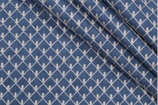 PK Lifestyles Picot Embroidered Drapery Fabric in Indigo 