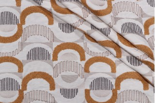 PK Lifestyles Half Moon Embroidered Drapery Fabric in Golden 