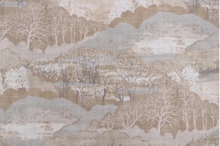 PK Lifestyles Gathering Sky Printed Drapery Fabric in Quarry-Bleach 