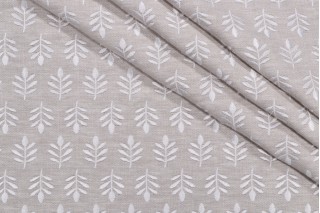 PK Lifestyles Laurel Embroidered Drapery Fabric in Linen 